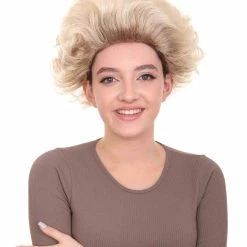 HPO Fancy Blonde Curly Womens Wig | All Back Halloween Wig | Premium Breathable Capless Cap Women's