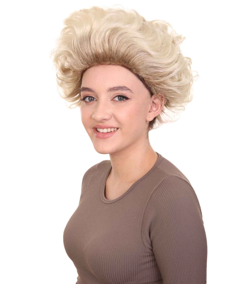 HPO Fancy Blonde Curly Womens Wig | All Back Halloween Wig | Premium Breathable Capless Cap Women's 2 HPO Fancy Blonde Curly Womens Wig | All Back Halloween Wig | Premium Breathable Capless Cap Women's