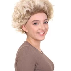 HPO Fancy Blonde Curly Womens Wig | All Back Halloween Wig | Premium Breathable Capless Cap Women's 14 HPO Fancy Blonde Curly Womens Wig | All Back Halloween Wig | Premium Breathable Capless Cap Women's