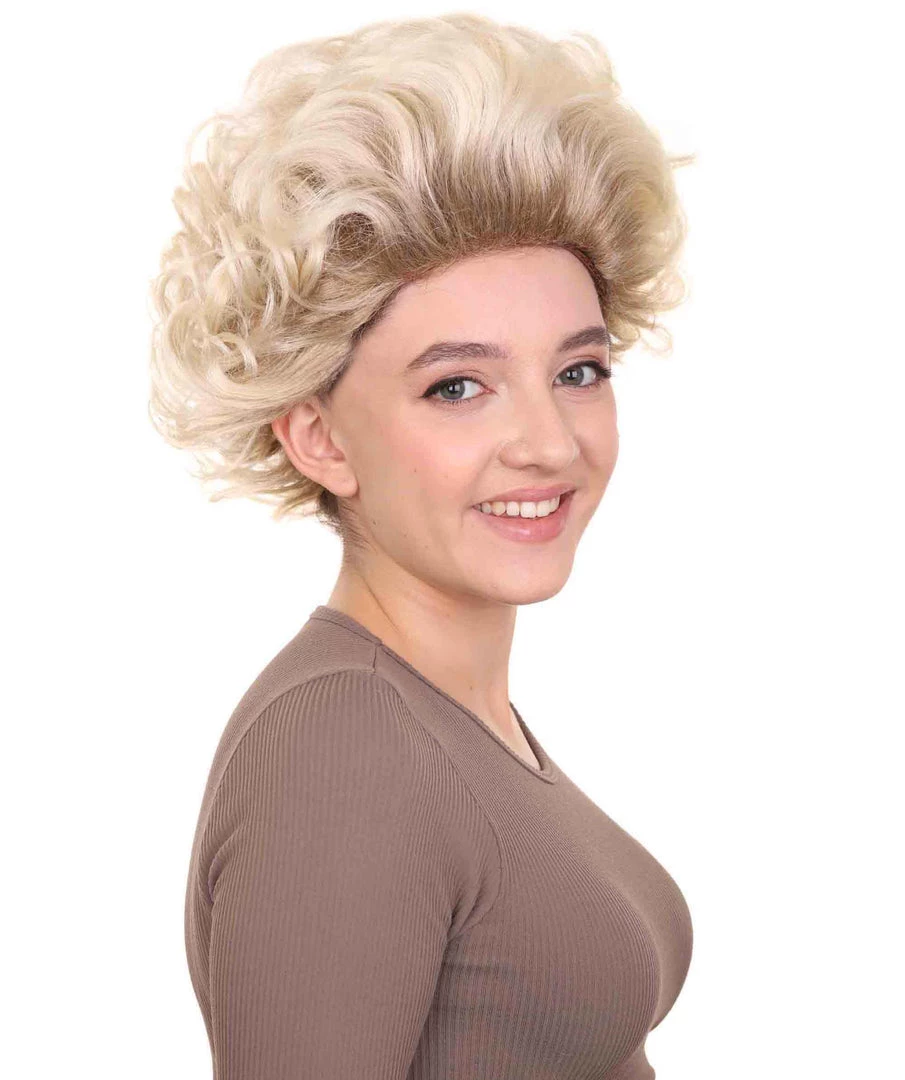 HPO Fancy Blonde Curly Womens Wig | All Back Halloween Wig | Premium Breathable Capless Cap Women's 6 HPO Fancy Blonde Curly Womens Wig | All Back Halloween Wig | Premium Breathable Capless Cap Women's