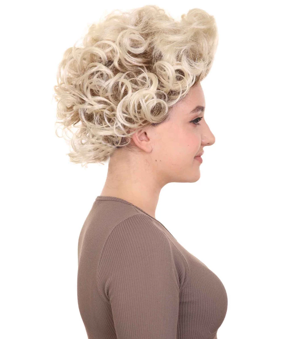 HPO Fancy Blonde Curly Womens Wig | All Back Halloween Wig | Premium Breathable Capless Cap Women's 5 HPO Fancy Blonde Curly Womens Wig | All Back Halloween Wig | Premium Breathable Capless Cap Women's