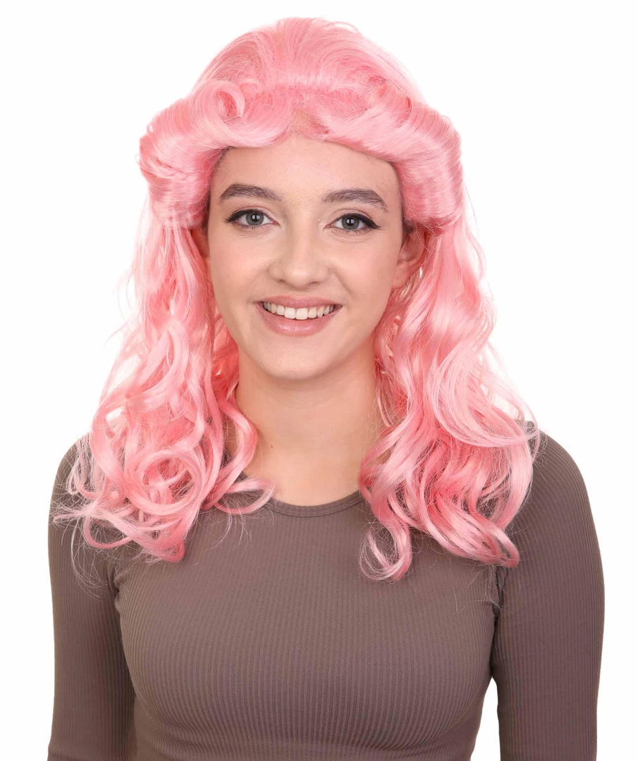 HPO Women's Womens 40's Pin Up Girl Wig | Pink Vintage Wig | Premium Breathable Capless Cap 1 HPO Women's Womens 40's Pin Up Girl Wig | Pink Vintage Wig | Premium Breathable Capless Cap