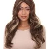 HPO Womens Fashion Highlight Wavy Wig | Brown Fashion Wigs | Premium Breathable Capless Cap Women's