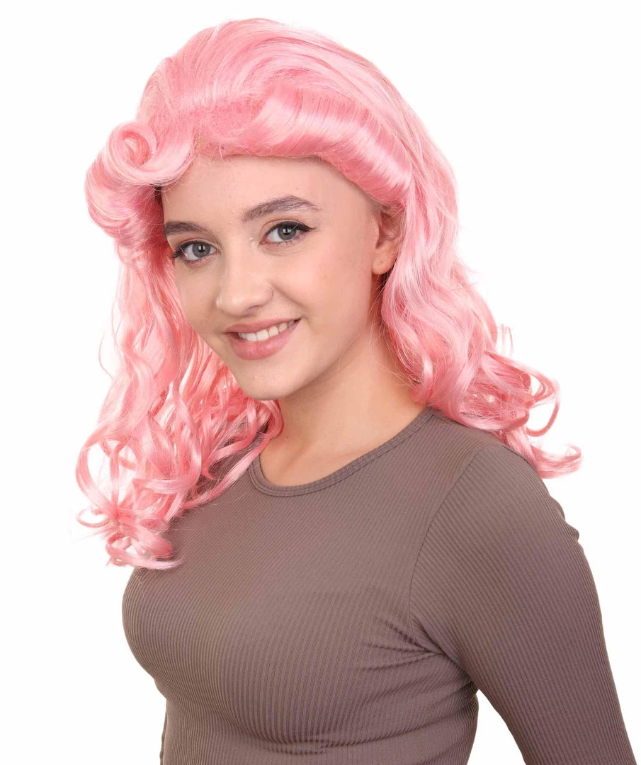 HPO Women's Womens 40's Pin Up Girl Wig | Pink Vintage Wig | Premium Breathable Capless Cap 2 HPO Women's Womens 40's Pin Up Girl Wig | Pink Vintage Wig | Premium Breathable Capless Cap