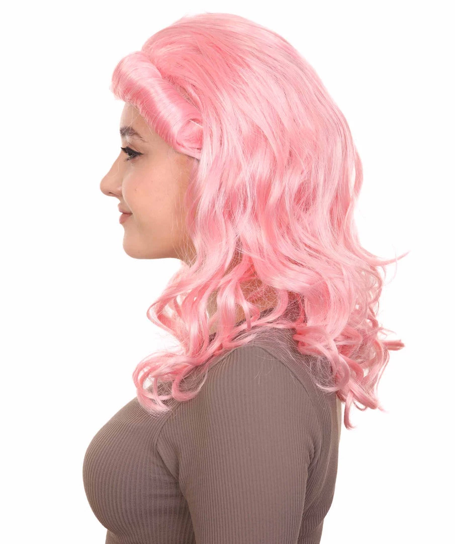HPO Women's Womens 40's Pin Up Girl Wig | Pink Vintage Wig | Premium Breathable Capless Cap 3 HPO Women's Womens 40's Pin Up Girl Wig | Pink Vintage Wig | Premium Breathable Capless Cap