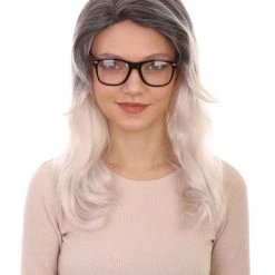 HPO Womens Film Wig | Black & Grey TV/Movie Wigs | Premium Breathable Capless Cap Women's