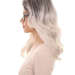 HPO Womens Film Wig | Black & Grey TV/Movie Wigs | Premium Breathable Capless Cap Women's