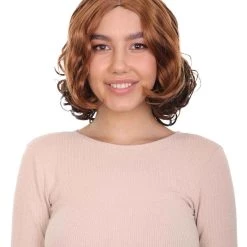 HPO Short Curly Wave Brown Womens Wig | Natural Looking Wig | Premium Breathable Capless Cap Women's