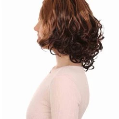 HPO Short Curly Wave Brown Womens Wig | Natural Looking Wig | Premium Breathable Capless Cap Women's