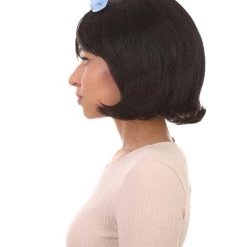 HPO Womens Cavewoman Wig With Bow | Black TV/Movie Wigs | Premium Breathable Capless Cap