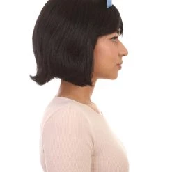 HPO Womens Cavewoman Wig With Bow | Black TV/Movie Wigs | Premium Breathable Capless Cap