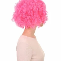 HPO Pink Curly Womens Wig | Party Ready Fancy Cosplay Halloween Wig | Premium Breathable Capless Cap Women's