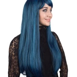 BC Adult Women's Dark Blue Color Straight Medium Length Trendy Wig