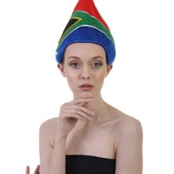FLAGWIGS Women's South Africa Flag Troll Wig | National Pride Multicolor Sport Wig | Premium Breathable Capless Cap