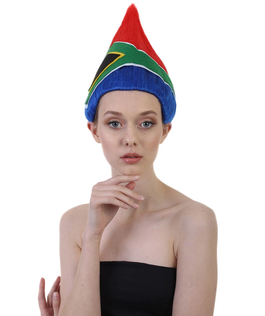 FLAGWIGS Women's South Africa Flag Troll Wig | National Pride Multicolor Sport Wig | Premium Breathable Capless Cap 2 FLAGWIGS Women's South Africa Flag Troll Wig | National Pride Multicolor Sport Wig | Premium Breathable Capless Cap