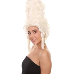 HPO Womens 18th Century Colonial Lady Wig | White Historical Wigs Women's