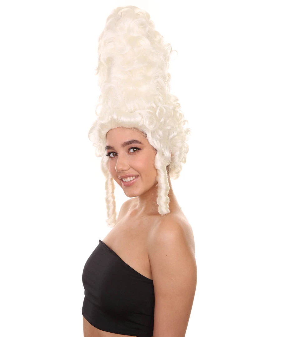 HPO Womens 18th Century Colonial Lady Wig | White Historical Wigs Women's 2 HPO Womens 18th Century Colonial Lady Wig | White Historical Wigs Women's