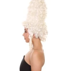 HPO Womens 18th Century Colonial Lady Wig | White Historical Wigs Women's 11 HPO Womens 18th Century Colonial Lady Wig | White Historical Wigs Women's