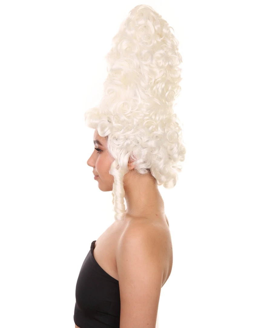 HPO Womens 18th Century Colonial Lady Wig | White Historical Wigs Women's 3 HPO Womens 18th Century Colonial Lady Wig | White Historical Wigs Women's