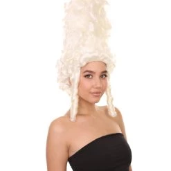 HPO Womens 18th Century Colonial Lady Wig | White Historical Wigs Women's 14 HPO Womens 18th Century Colonial Lady Wig | White Historical Wigs Women's