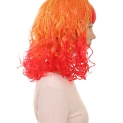 HPO Red And Yellow Two Tone Long Wavy Womens Wig | Party Ready Fancy Cosplay Halloween Wig | Premium Breathable Capless Cap Men's