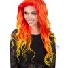 BC Women's Red And Yellow Color Wavy Long Length Trendy Flaming Beauty Wig