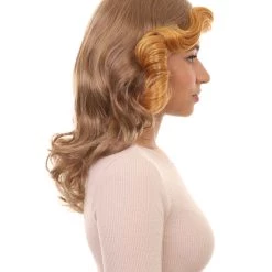 HPO Womens 70's Vintage Housewife Curly Wig | Gold Vintage Wigs | Premium Breathable Capless Cap 13 HPO Womens 70's Vintage Housewife Curly Wig | Gold Vintage Wigs | Premium Breathable Capless Cap
