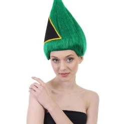 FLAGWIGS South Africa Flag Troll Wig | National Pride Green Sport Wig | Premium Breathable Capless Cap
