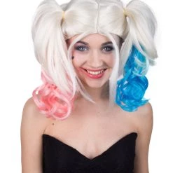 BC Bubblegum Villain | Women's Multi Color Straight Shoulder Pigtails Length Trendy Bubblegum Villain Wig