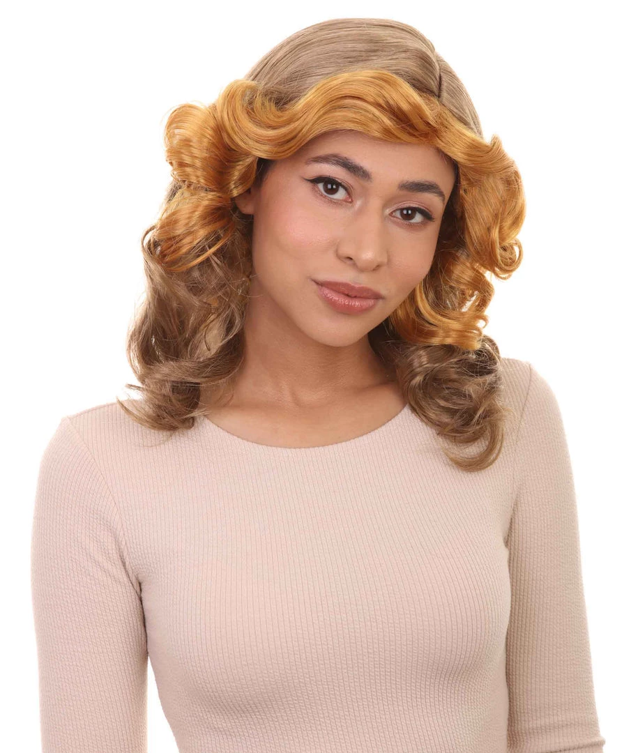 HPO Womens 70's Vintage Housewife Curly Wig | Gold Vintage Wigs | Premium Breathable Capless Cap 2 HPO Womens 70's Vintage Housewife Curly Wig | Gold Vintage Wigs | Premium Breathable Capless Cap