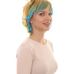 HPO Gaming Womens Wig | Yellow And Blue Anime Cosplay Wigs | Premium Breathable Capless Cap 14 HPO Gaming Womens Wig | Yellow And Blue Anime Cosplay Wigs | Premium Breathable Capless Cap