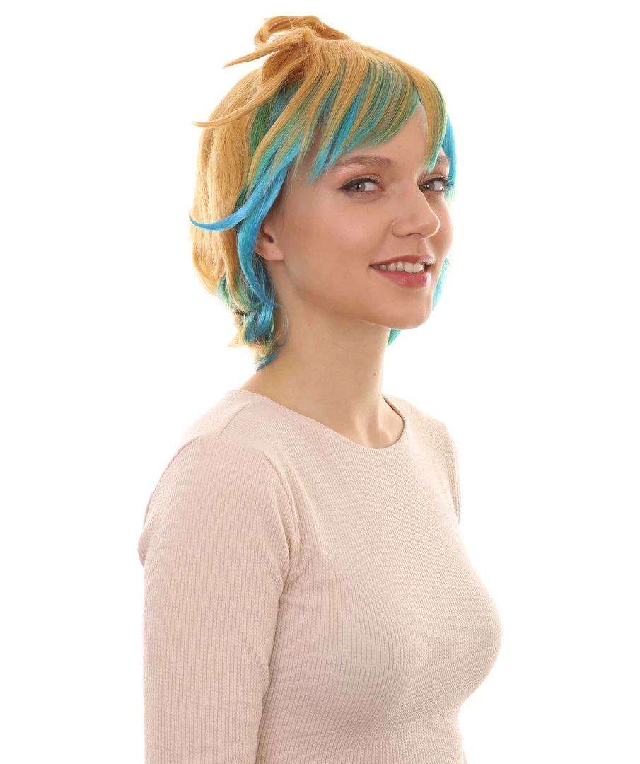 HPO Gaming Womens Wig | Yellow And Blue Anime Cosplay Wigs | Premium Breathable Capless Cap 6 HPO Gaming Womens Wig | Yellow And Blue Anime Cosplay Wigs | Premium Breathable Capless Cap