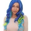 HPO Men's Two-Tone Long Wavy Womens Wig | Sexy Cosplay Party Halloween Wig | Premium Breathable Capless Cap