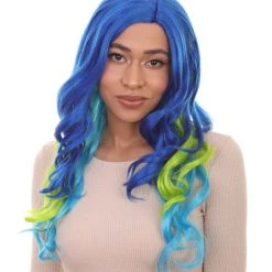 HPO Men's Two-Tone Long Wavy Womens Wig | Sexy Cosplay Party Halloween Wig | Premium Breathable Capless Cap