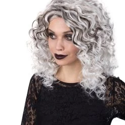 BC Evil Fashionable Queen | Women's Black And White Color Curly Shoulder Length Trendy Evil Fashionable Queen Wig