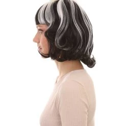 HPO Womens Gothic Pigtail Ghost Witch Bride Zombie Wig With Rose | Two Tones Black And Grey Scary Wigs | Premium Breathable Capless Cap Women's 11 HPO Womens Gothic Pigtail Ghost Witch Bride Zombie Wig With Rose | Two Tones Black And Grey Scary Wigs | Premium Breathable Capless Cap Women's