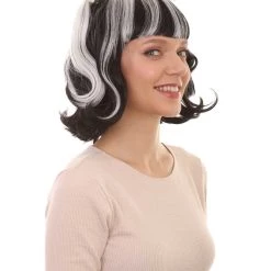 HPO Womens Gothic Pigtail Ghost Witch Bride Zombie Wig With Rose | Two Tones Black And Grey Scary Wigs | Premium Breathable Capless Cap Women's 14 HPO Womens Gothic Pigtail Ghost Witch Bride Zombie Wig With Rose | Two Tones Black And Grey Scary Wigs | Premium Breathable Capless Cap Women's