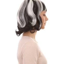 HPO Womens Gothic Pigtail Ghost Witch Bride Zombie Wig With Rose | Two Tones Black And Grey Scary Wigs | Premium Breathable Capless Cap Women's 13 HPO Womens Gothic Pigtail Ghost Witch Bride Zombie Wig With Rose | Two Tones Black And Grey Scary Wigs | Premium Breathable Capless Cap Women's