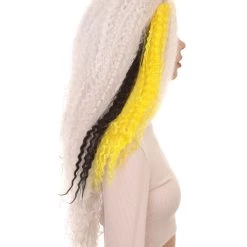 HPO Monster Womens Wig | White Long Curly Wig | Premium Breathable Capless Cap 13 HPO Monster Womens Wig | White Long Curly Wig | Premium Breathable Capless Cap