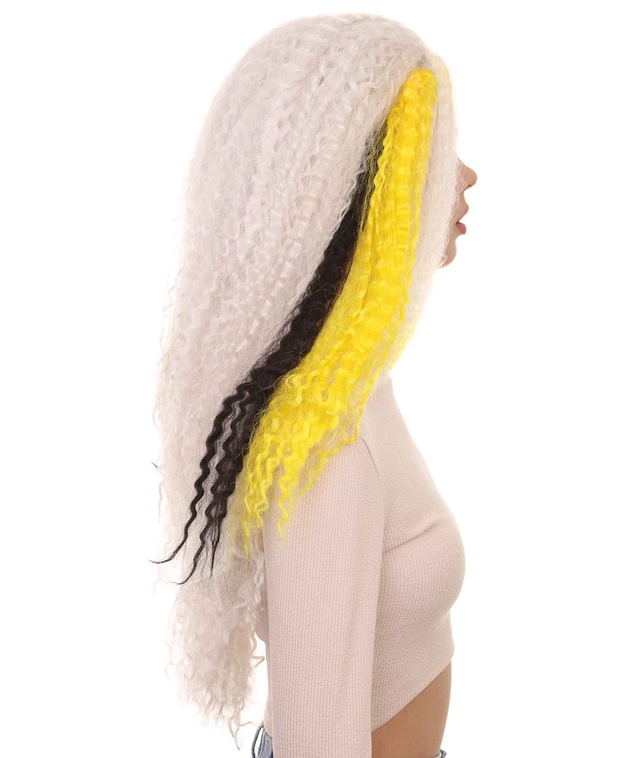 HPO Monster Womens Wig | White Long Curly Wig | Premium Breathable Capless Cap 5 HPO Monster Womens Wig | White Long Curly Wig | Premium Breathable Capless Cap