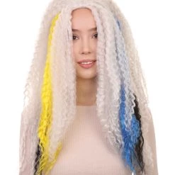 HPO Monster Womens Wig | White Long Curly Wig | Premium Breathable Capless Cap