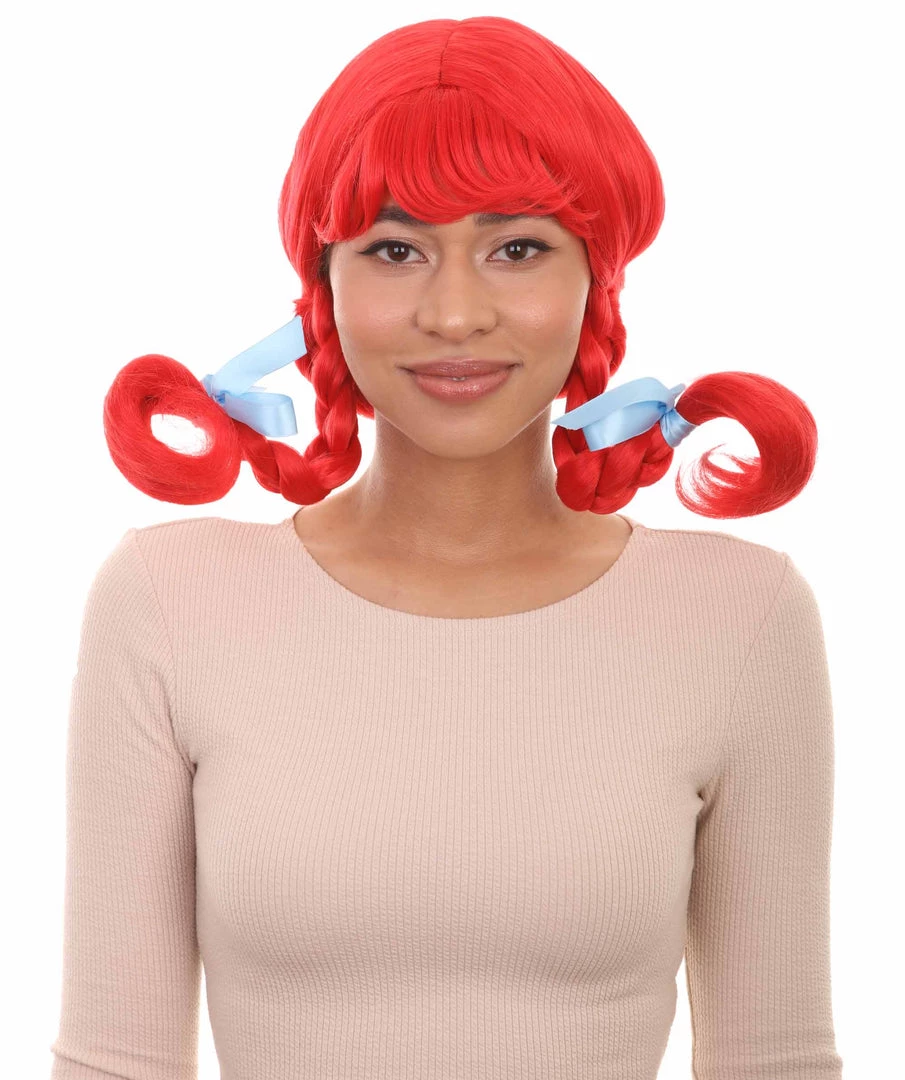 HPO Funny Braids Red Womens Wig | Character Cosplay Halloween Wig Women's 1 HPO Funny Braids Red Womens Wig | Character Cosplay Halloween Wig Women's