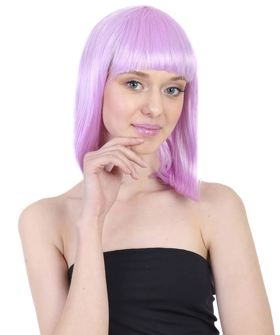HPO Women's Shoulder Length Party Girl Wig - Aqua Blue, Light Purple Synthetic Fiber Hair 7 HPO Women's Shoulder Length Party Girl Wig - Aqua Blue, Light Purple Synthetic Fiber Hair