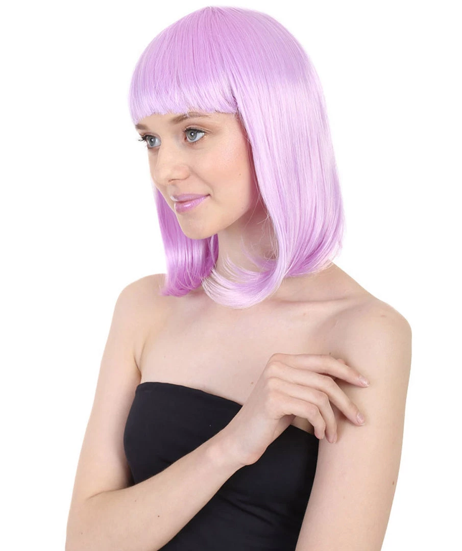 HPO Women's Shoulder Length Party Girl Wig - Aqua Blue, Light Purple Synthetic Fiber Hair 8 HPO Women's Shoulder Length Party Girl Wig - Aqua Blue, Light Purple Synthetic Fiber Hair
