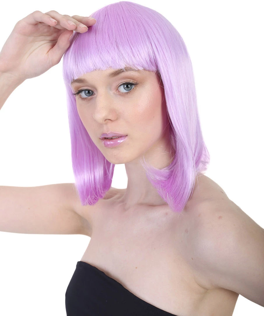 HPO Women's Shoulder Length Party Girl Wig - Aqua Blue, Light Purple Synthetic Fiber Hair 9 HPO Women's Shoulder Length Party Girl Wig - Aqua Blue, Light Purple Synthetic Fiber Hair