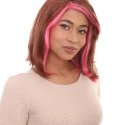 HPO Womens Two-tone Wig | Brown & Pink Party Wigs | Premium Breathable Capless Cap 14 HPO Womens Two-tone Wig | Brown & Pink Party Wigs | Premium Breathable Capless Cap