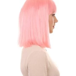 HPO Womens Party Bob Wig | Pink Cosplay Halloween Bob Wigs | Premium Breathable Capless Cap