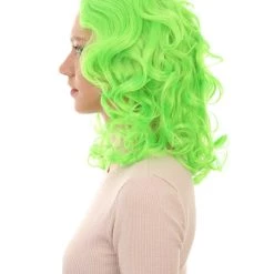 HPO Womens Neon Green Curly Wave Wig | Green Neon Wigs | Premium Breathable Capless Cap 11 HPO Womens Neon Green Curly Wave Wig | Green Neon Wigs | Premium Breathable Capless Cap