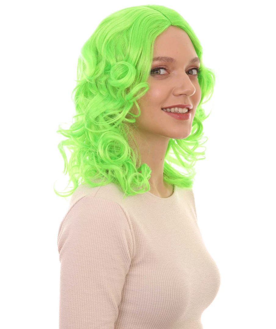 HPO Womens Neon Green Curly Wave Wig | Green Neon Wigs | Premium Breathable Capless Cap 6 HPO Womens Neon Green Curly Wave Wig | Green Neon Wigs | Premium Breathable Capless Cap