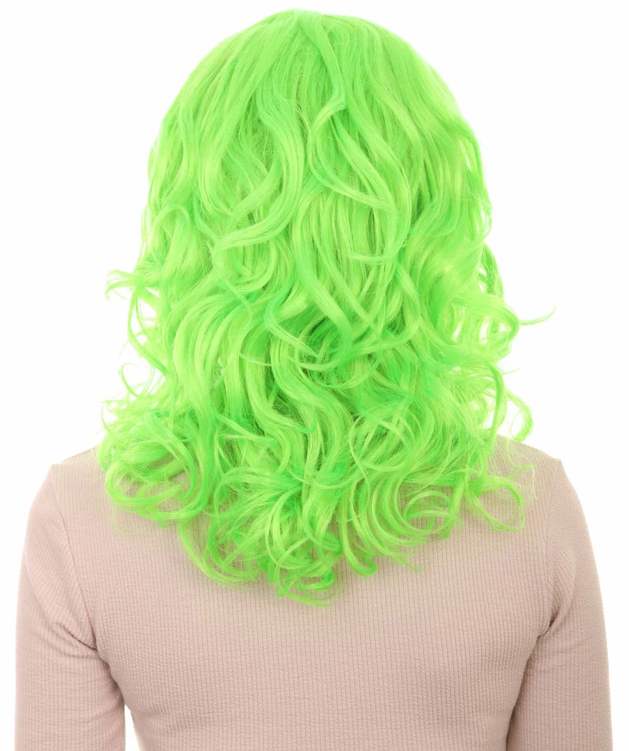 HPO Womens Neon Green Curly Wave Wig | Green Neon Wigs | Premium Breathable Capless Cap 4 HPO Womens Neon Green Curly Wave Wig | Green Neon Wigs | Premium Breathable Capless Cap